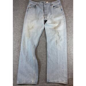 Levis Jeans Mens Size 34 Blue Denim Button Fly Straight Leg Grunge Streetwear